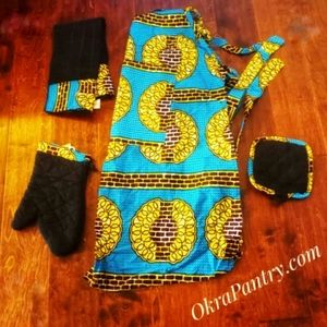 African Print Apron & Kitchen Set